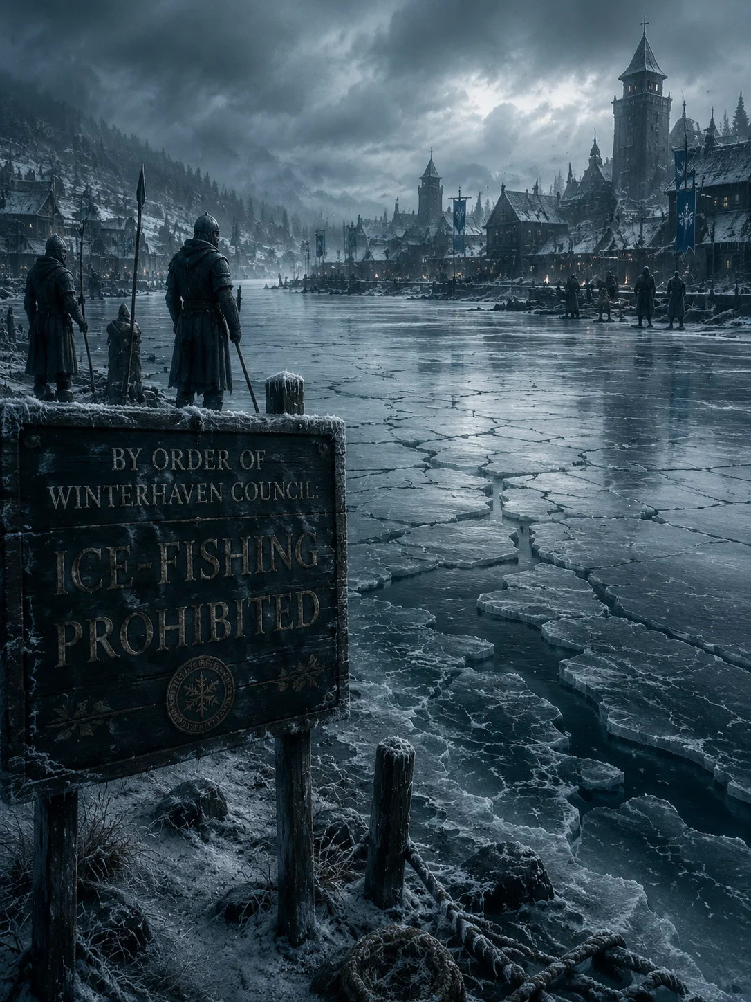 The Sub-Ice Sahuagin Ambush of the Frozen Lake and the Prohibited Ice-Fishing Signs Cover