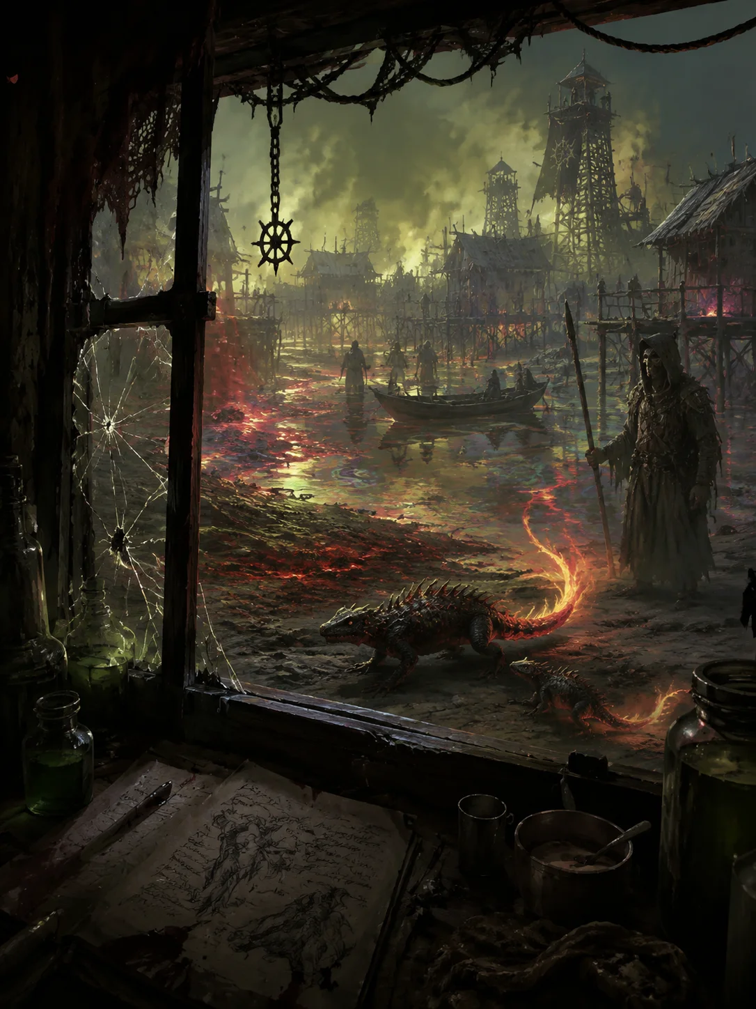 The Fractured Depths of Red-Lotus Lake Cover